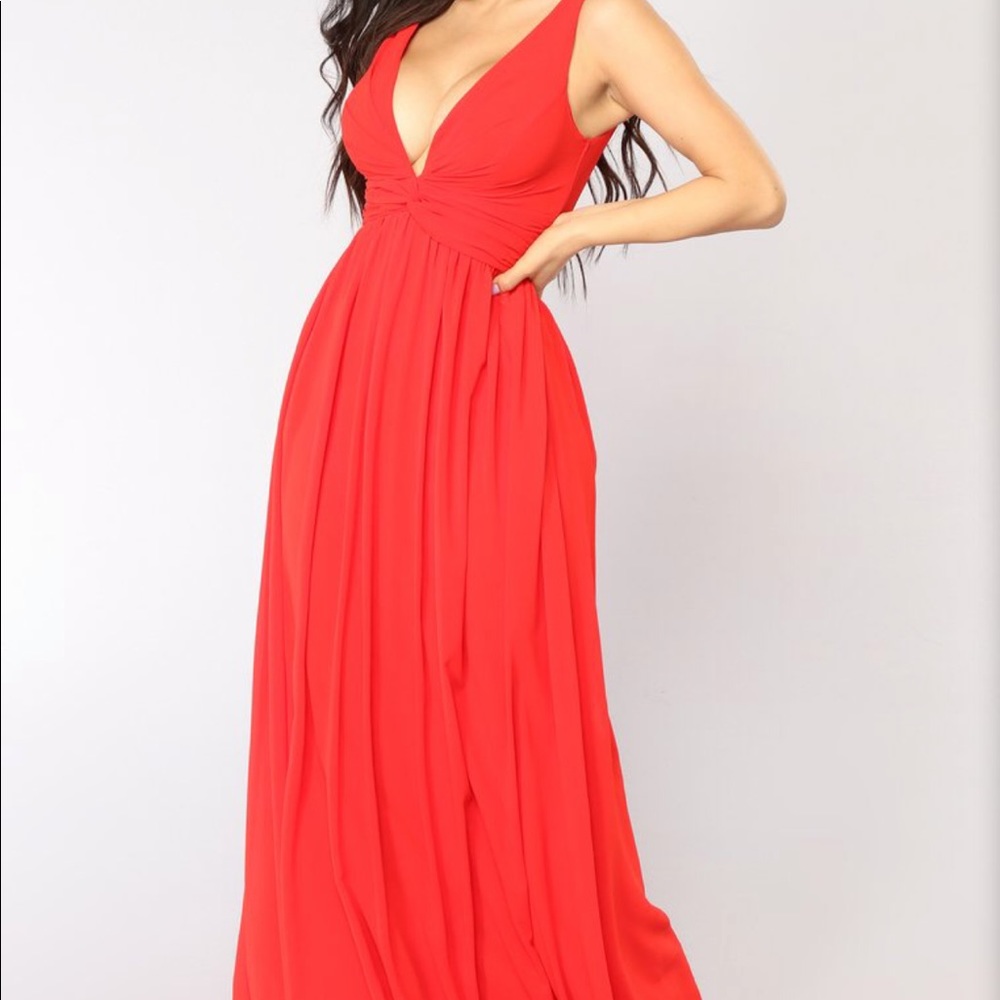 Fashion Nova Red Floor Length Maxi Dress